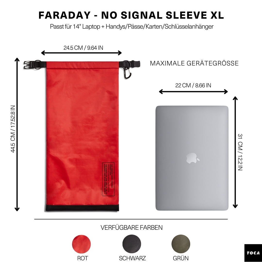 No Signal Sleeve XL (14") -Schutz vor Strahlung, Überwachung und Ablenkung für Laptop Case