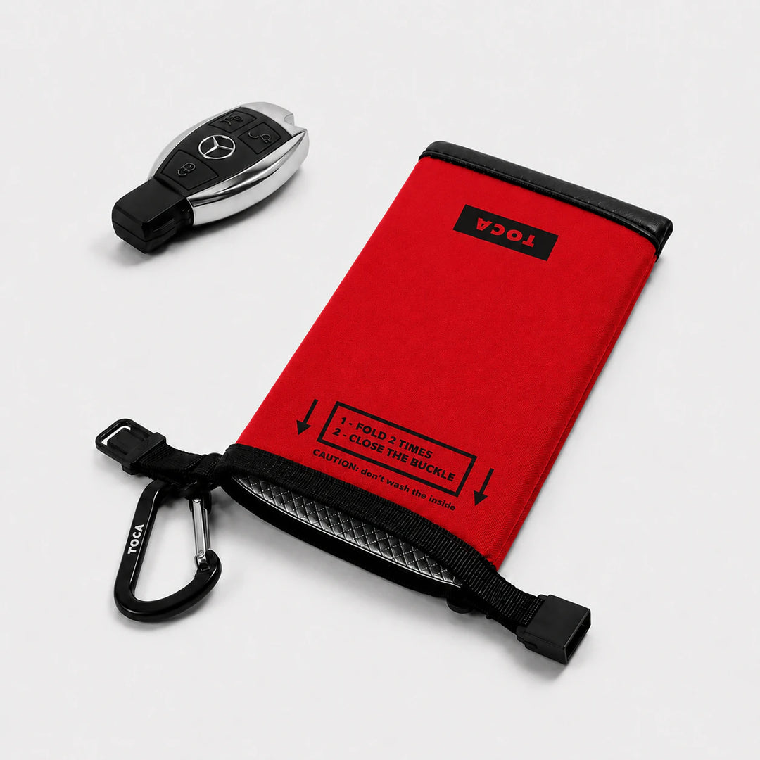 faraday card sleeve Wallet - RFID Blocking | Aluminum Credit Holder | Slim Minimalist Wallet | Locking Button Release | MagSafe Compatible Faraday sleeve that protects privacy Key Fob Faraday Phone Sleeve